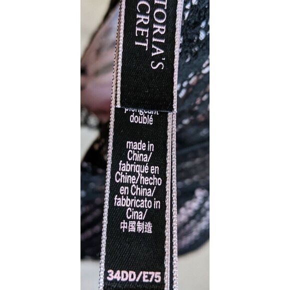 Victoria's Secret Black Lace Plunge Lightly Lined Underwired Adjustable Bra 34DD - Picture 7 of 8